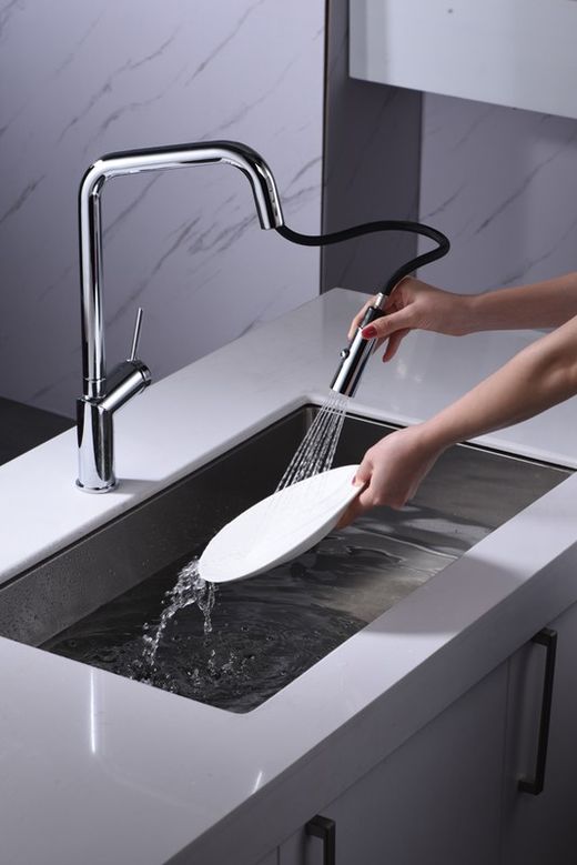 Bateria zlewozmywakowa Bonn polerowany chrom z wyciąganą wylewką Ref GCE024 Imex