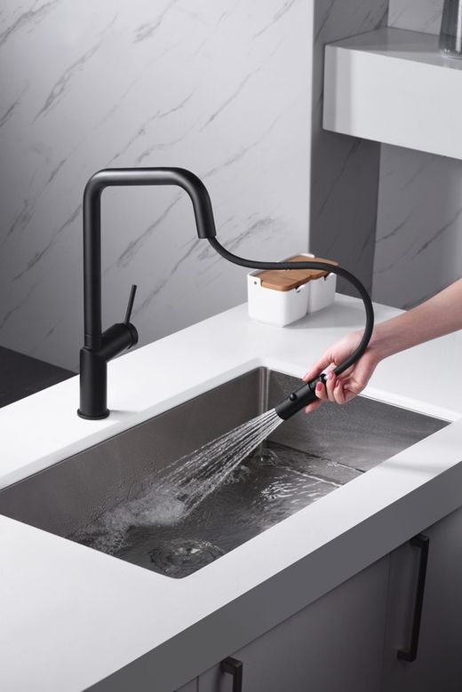 Monomando fregadero Bonn negro caño extraíble Ref GCE024/NG Imex