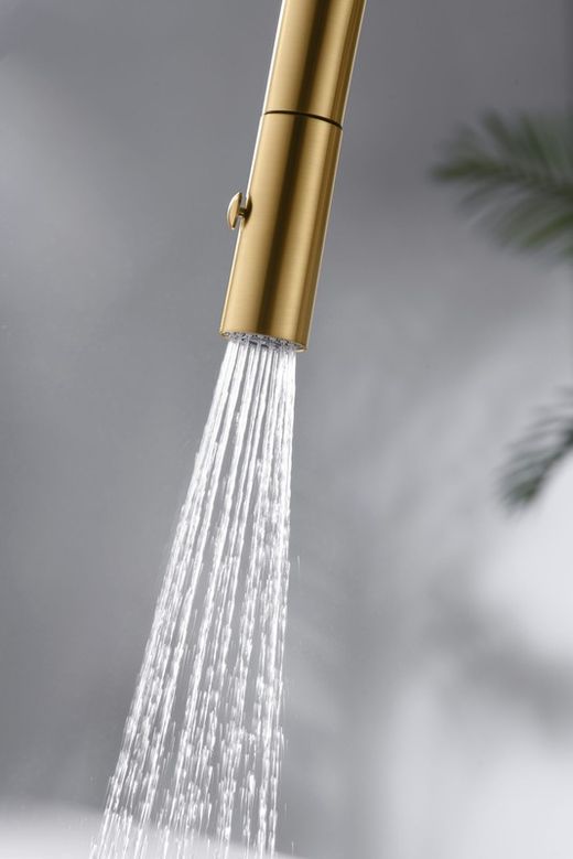 Bateria zlewozmywakowa Bonn szczotkowane złoto z wyciąganą wylewką Nr ref. GCE024/OC Imex