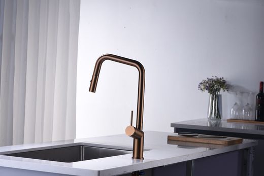 Bateria zlewozmywakowa Bonn z wyciąganą wylewką w kolorze różowego złota Nr ref. GCE024/ORC Imex