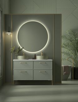 Mueble Blanca 2 cajones color 55 con lavabo sobre encimera patas Lungo Negras Avila dos
