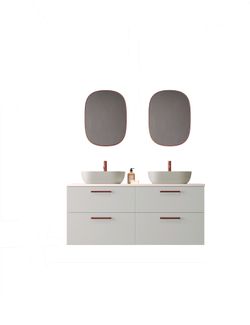 Mueble Carmen 2 cajones color 22 con lavabo sobre encimera ovalado K-Gris tirador Rigato Rojo Avilados