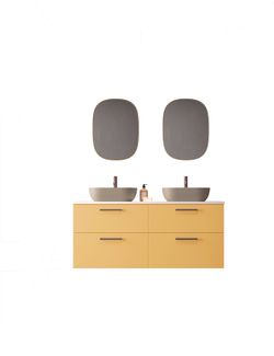 Mueble Carmen 2 cajones color 253 con lavabo sobre encimera ovalado K-Café tirador Rigato Marrón Avilados