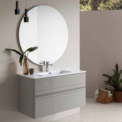 Mueble suspendido con lavado cerámico Atic Taupe Brillo 2 cajones Sanchis