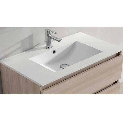Moble amb potes i lavabo Box blanc brillant 3 calaixos Visobath