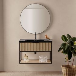 Mueble Delta 78M03 con lavabo cerámico Negro mate - Black Nórdico Sanchis