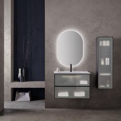 Mueble Koba 2 cajones con encimera cerámico Nórdico/Frente cristal mate Sanchis