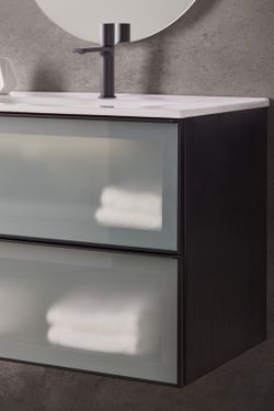 Moble Koba 2 calaixos amb taulell ceràmic Nòrdic/Front vidre mat Sanchis