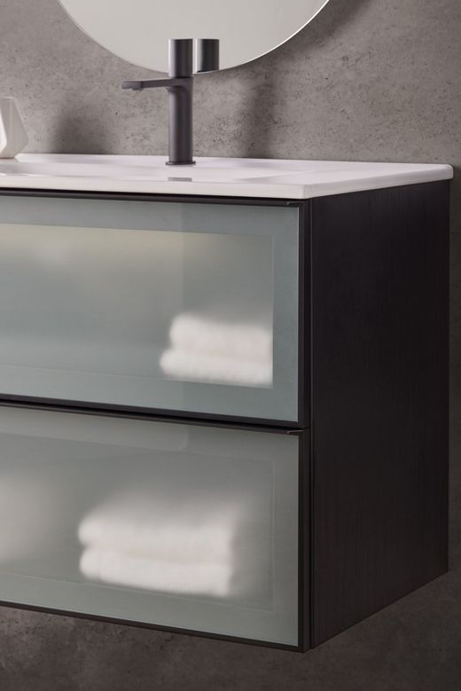 Moble Koba 2 calaixos amb taulell ceràmic Nòrdic/Front vidre mat Sanchis