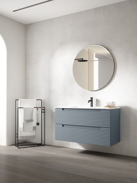 Meuble Kyoto Avió avec 2 tiroirs et lavabo plat en céramique Visobath