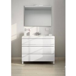 Mueble con patas 3 cajones y lavabo porcelana Natalia blanco mate Avila Dos