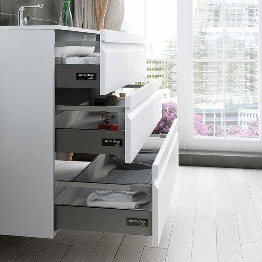 Meubel en wastafel 3 lades met pootjes Natalia mat wit Avila dos