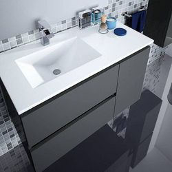 Schrank und Spüle Box 2 Schubladen 1 pta weißer Glanz aufgehängt