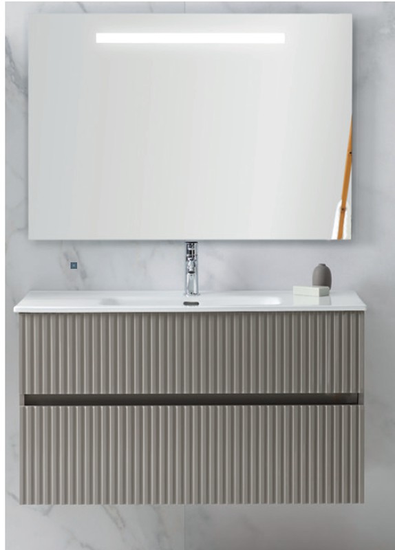 Conjunto mueble con lavabo sobre encimera Metal Line blanco Muebles Sanchis  — Azulejossola