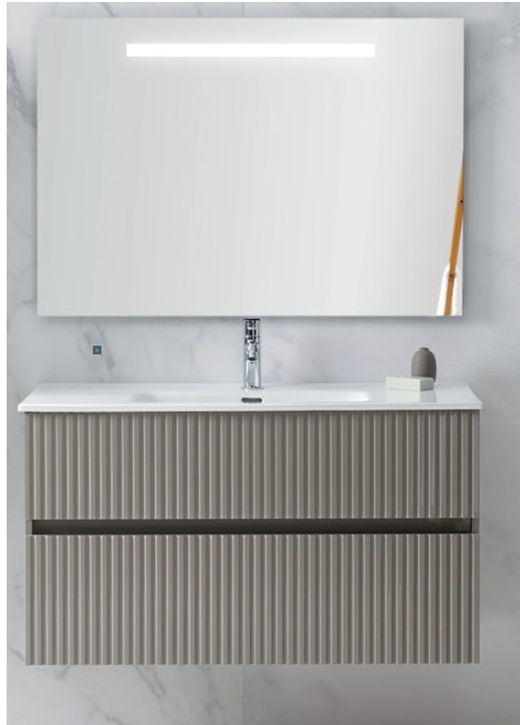 Blockieren Sie Taupe Wand-Keramik Waschtisch und Waschbecken Sanchis