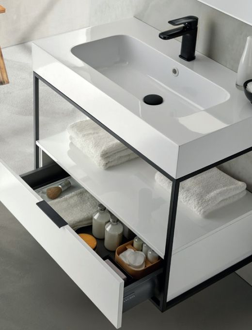 Mueble y lavabo Estructura Gel Coat Blanco suspendido blanco Sanchis