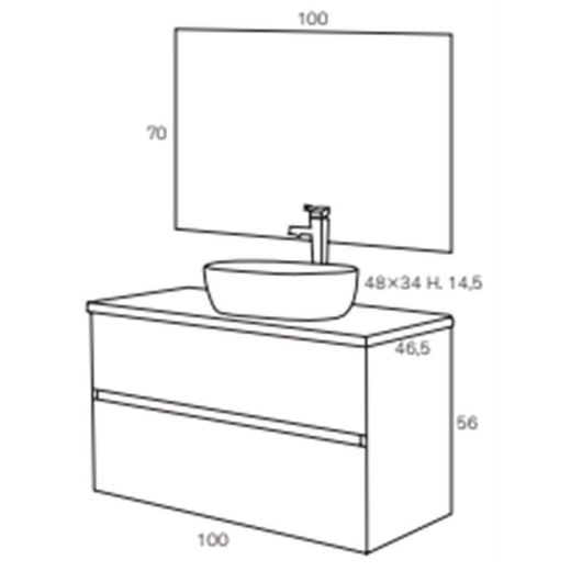 Conjunto baño con lavabo sobre encimera Glass line negro Muebles baño Sanchis