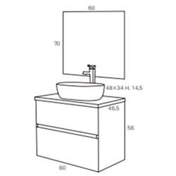 Conjunto baño con lavabo sobre encimera Glass line negro Muebles baño Sanchis