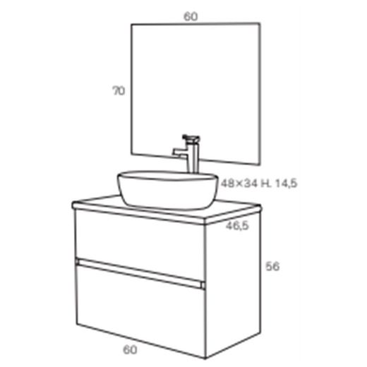 Conjunto baño con lavabo sobre encimera Glass line negro Muebles baño Sanchis
