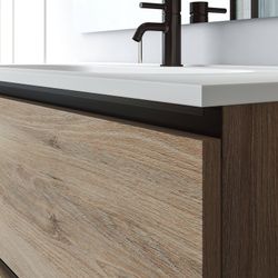 Granada furniture and sink 80 cinnamon black handle 2 drawers suspended