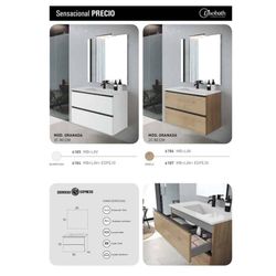 Granada furniture and sink 80 cinnamon black handle 2 drawers suspended