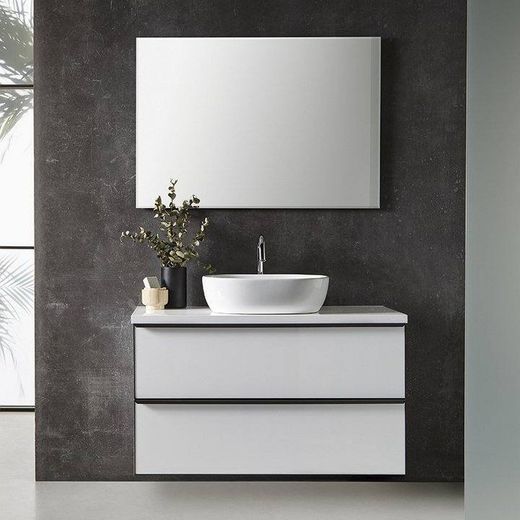 Conjunto mueble con lavabo sobre encimera Metal Line blanco Muebles Sanchis
