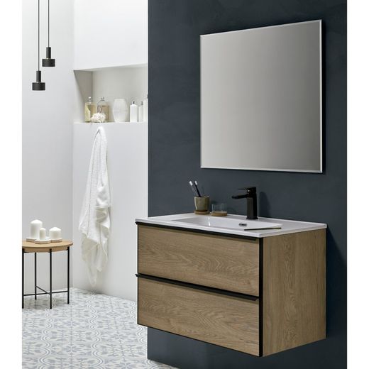 Mueble de baño suspendido con lavabo porcelana Metal Line Nórdico  Sanchis