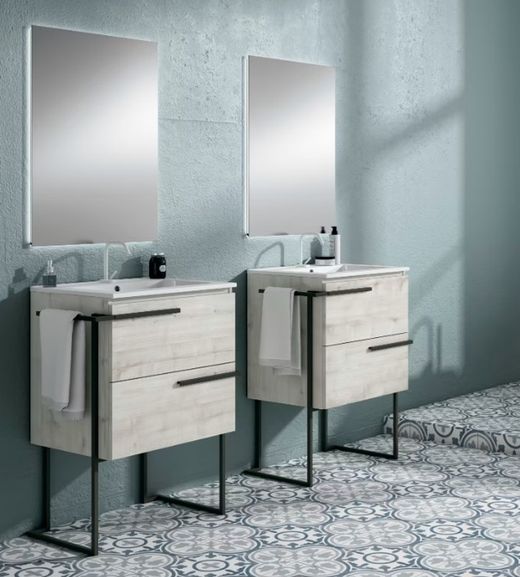Scala 80 Birkenschrank und Spüle mit 2 Schubladen und Visobath-Struktur