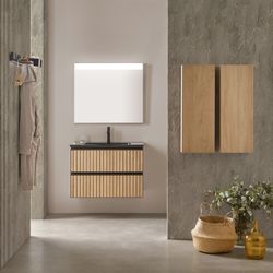Mueble Yuca 2 cajones con lavabo cerámico negro mate Black-Nórdico Sanchis