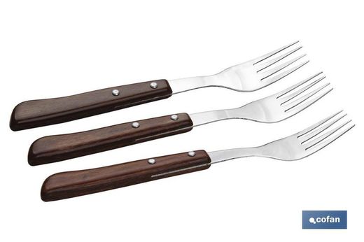 Pack 3 Wood Handle Steak Forks