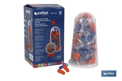 Pack 50 Tapones (25 Par) Oidos C/Cuerda Pu Snr36