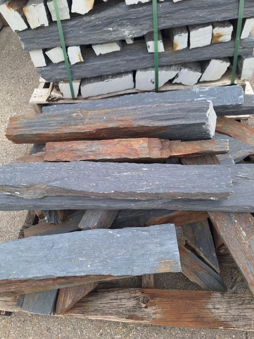 Palette Unregelmäßiges Steinmauerwerk Schwarz Anthrazit Piedras de Galicia