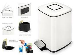 Vuilnisbak met pedaal roestvrij staal + abs wit glanzend Ac-310