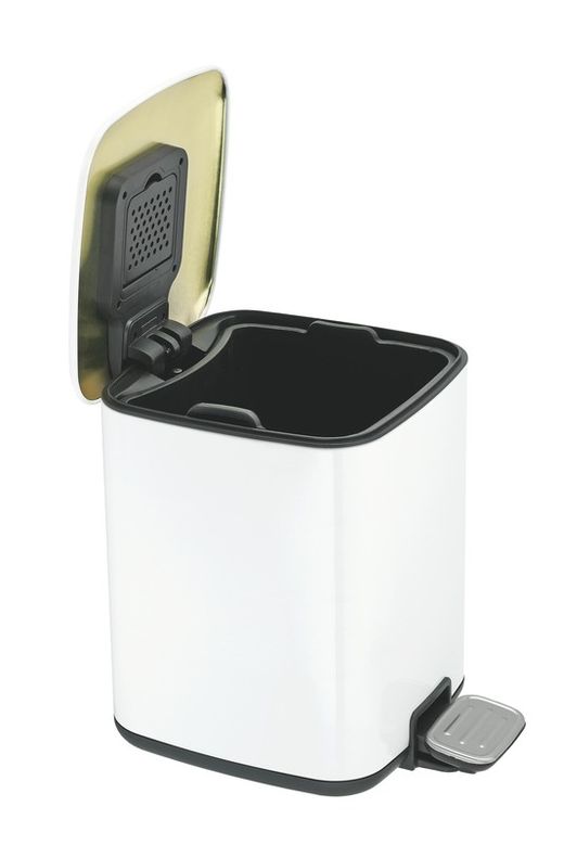Vuilnisbak met pedaal roestvrij staal + abs wit glanzend Ac-310