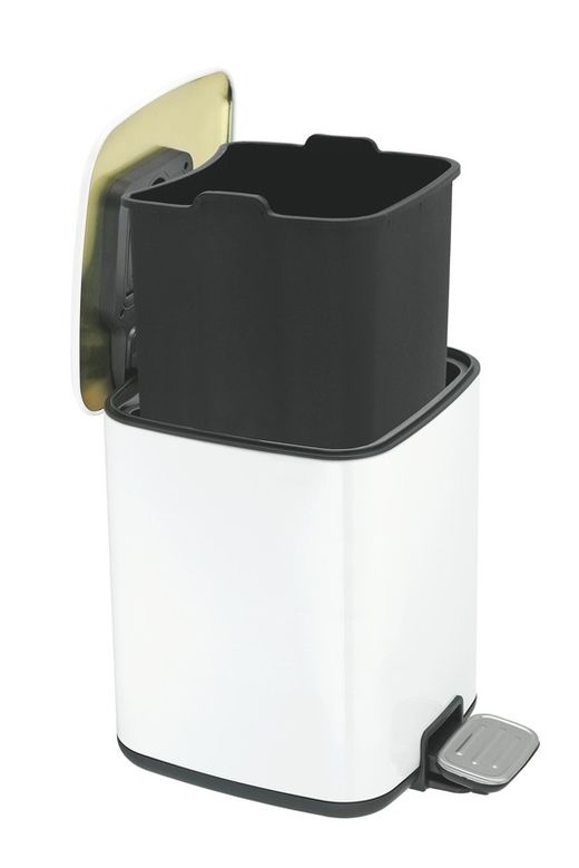 Vuilnisbak met pedaal roestvrij staal + abs wit glanzend Ac-310