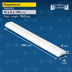 Κουπαστή από σκυρόδεμα 100x16x6 εκ. Προκατασκευασμένη López