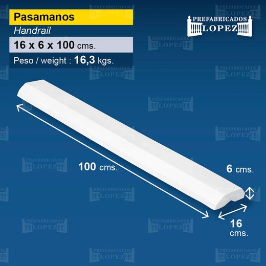 Κουπαστή από σκυρόδεμα 100x16x6 εκ. Προκατασκευασμένη López