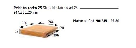 Esglaó recte 25cm Natural Gres d'Aragó