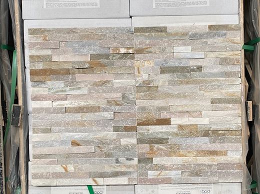 Caixa Pedra natural premuntada Lineal Groc 0,48m2 Pedres de Galícia