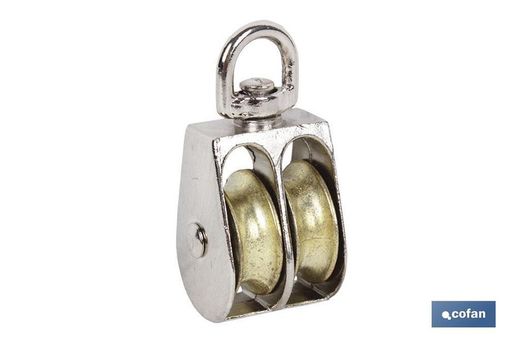 Polea Doble Giratoria Niquelada (Ø40Mm)