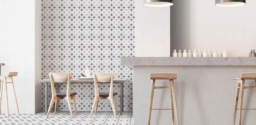 Porslin 25x25 Barcelona vit 1,00m2 / låda 16 st Keros