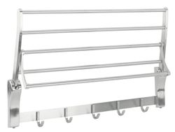 Porta tovalloles amb barra i penjadors plegable acabat inox Ac-316