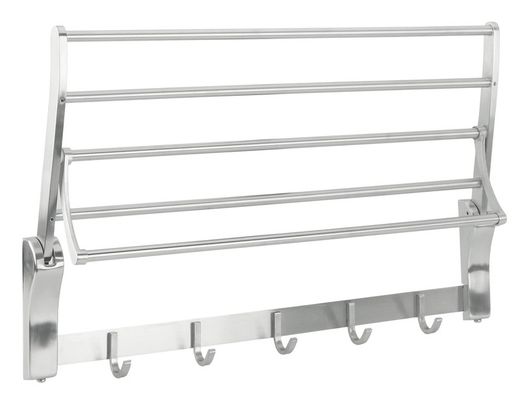 Porta tovalloles amb barra i penjadors plegable acabat inox Ac-316