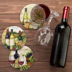 Wine coaster Measurements: 0.5 cm x 11 cm x 11 cm Material: Ceramic Net weight: 100 grs.
