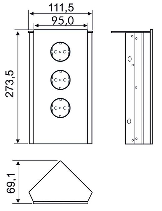 Power glass angular network socket