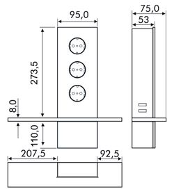 Power glass mains socket + usb + shelf