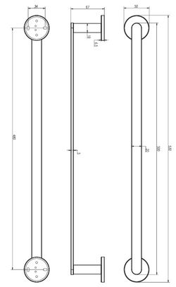 Practic 50Cm Toallero Black Gun Metal Medimex