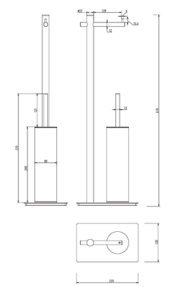 Practic Escobillero Con Portarrollos Acero S316 Medimex