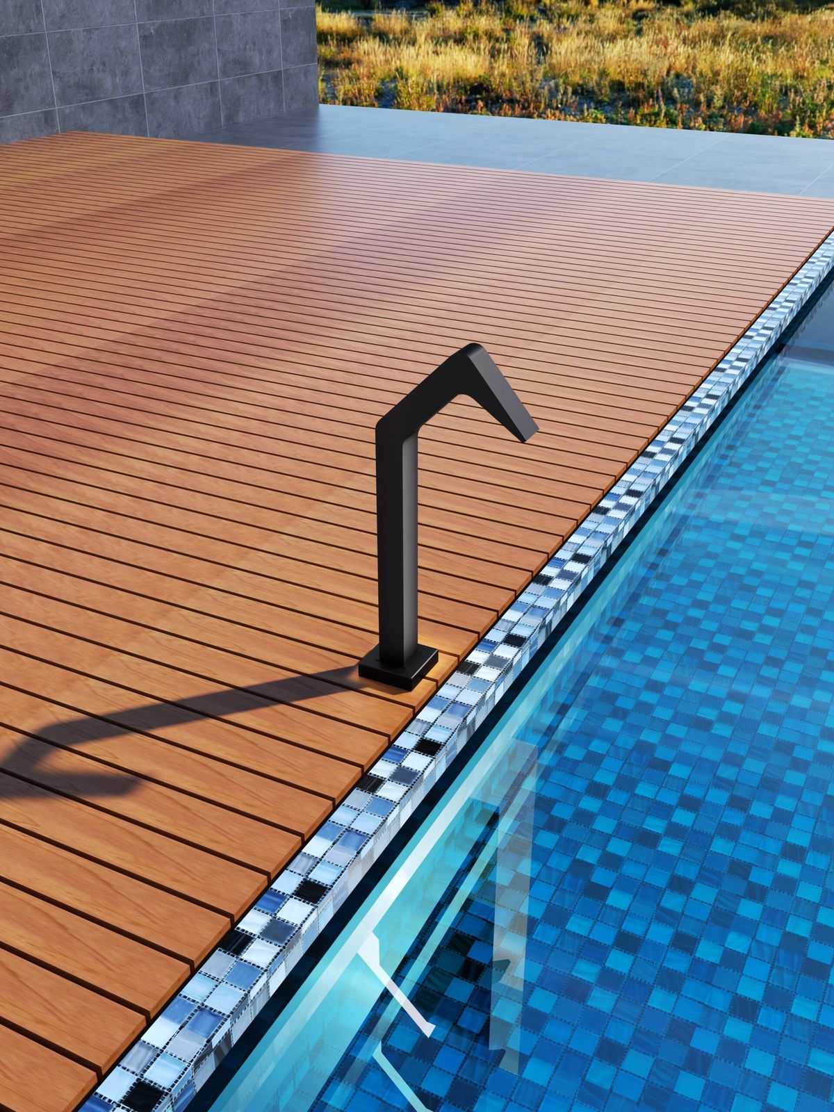 Rociador cascada de piscina Niagara 6 cm negro mate acero S.316