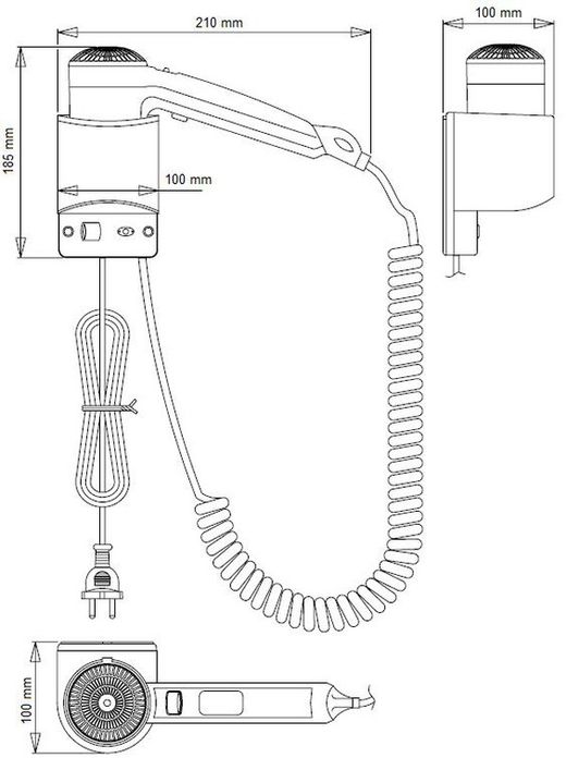 Witte ABS handmatige haardroger SC0020